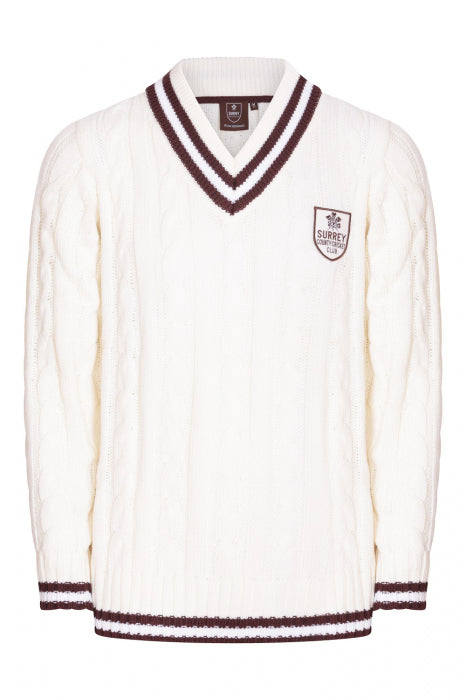 Surrey CCC Knitted Cricket Sweater Youth (Cream)