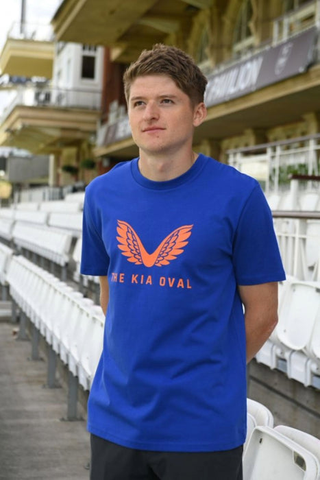 The Kia Oval Castore Wings Cotton Tee Blue (Blue/Orange)
