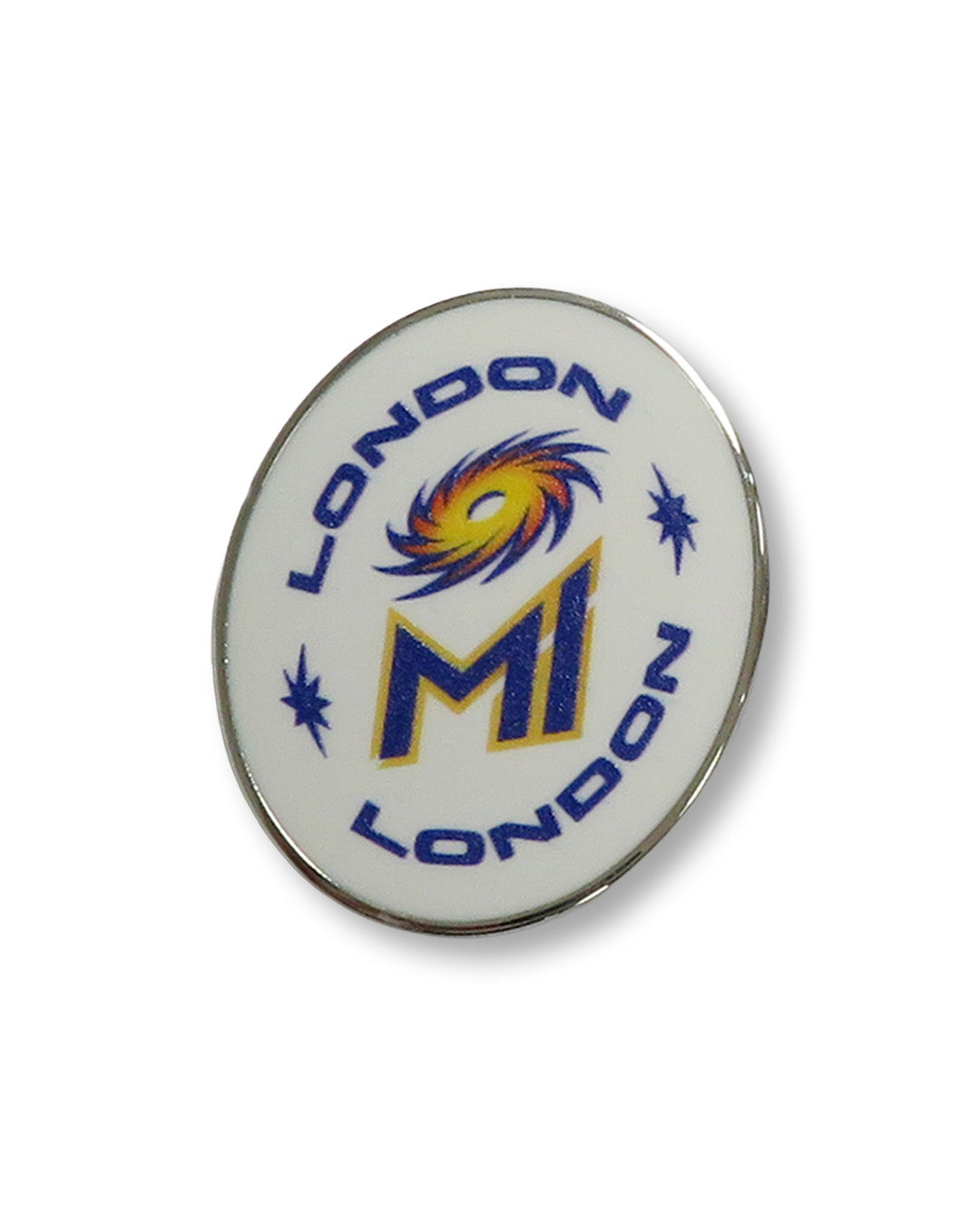 MI London White Oval Pin Badge