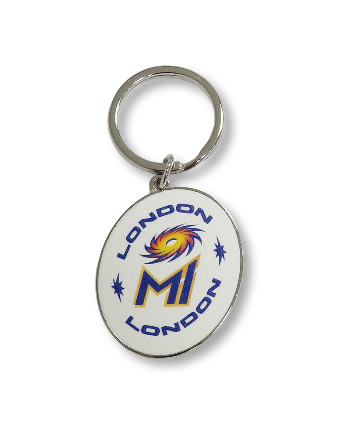 MI London White Oval Keyring