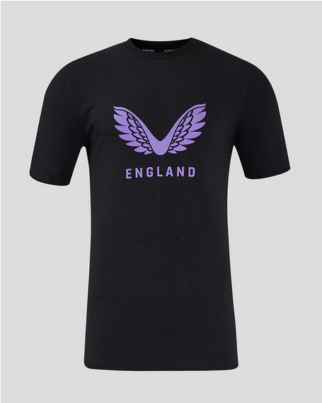 2024 England Cricket Wings Cotton Tee (Black)