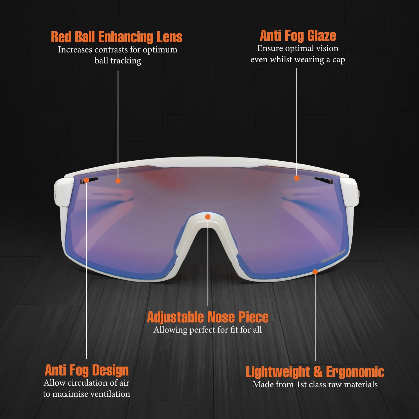 Sunwise Vivid White with Cricket Lens and Anti Fog