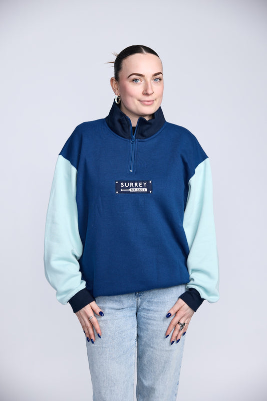 SCCC True Blue Half Zip Relaxed Sweater