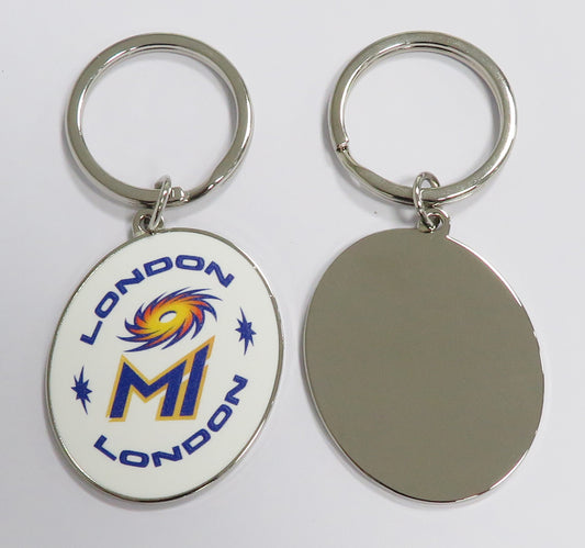 MI London White Oval Keyring