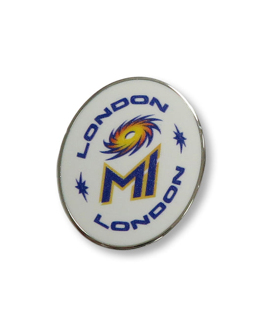 MI London White Oval Pin Badge